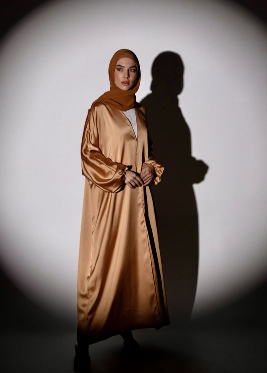 Shine Satin Abaya - Bronze