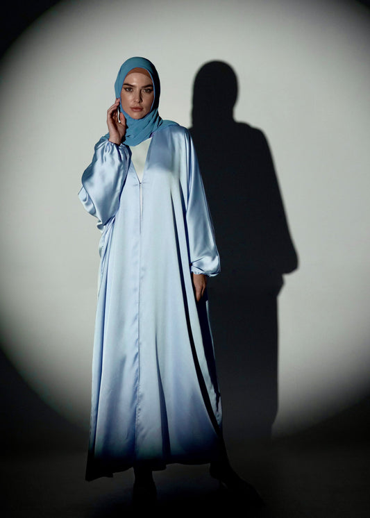 Shine Satin Abaya - Blue