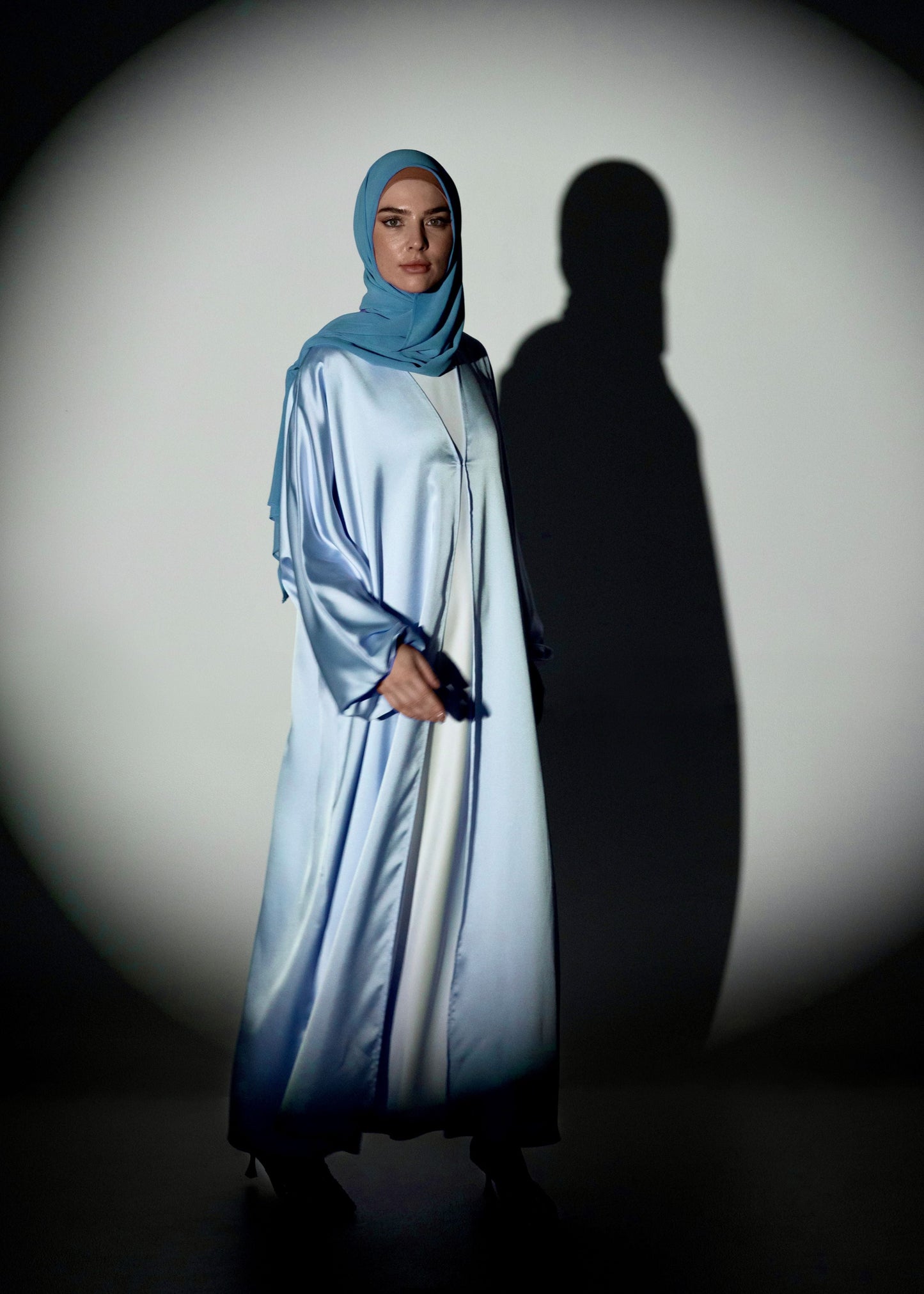 Shine Satin Abaya - Blue