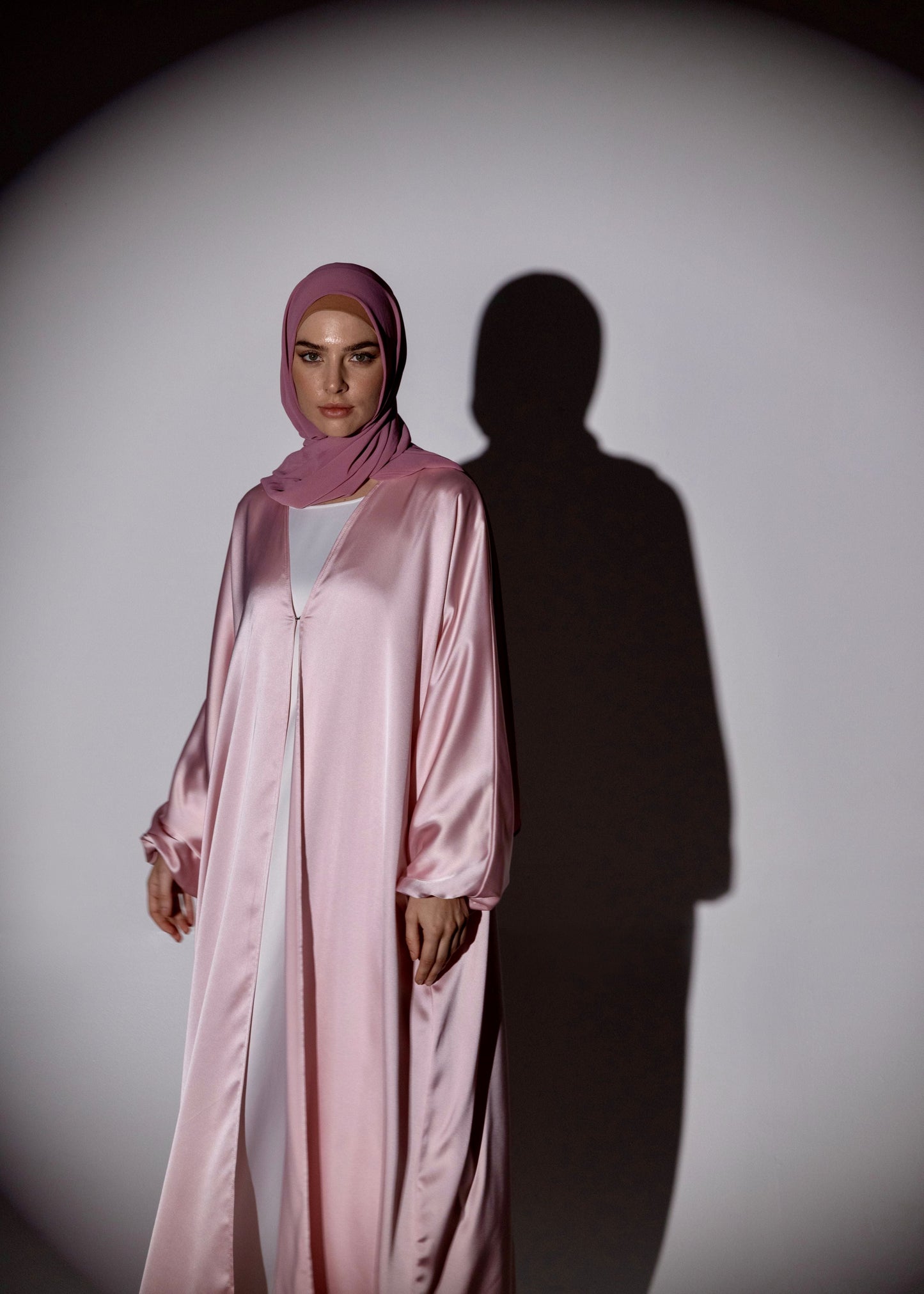 Shine Satin Abaya - Pink