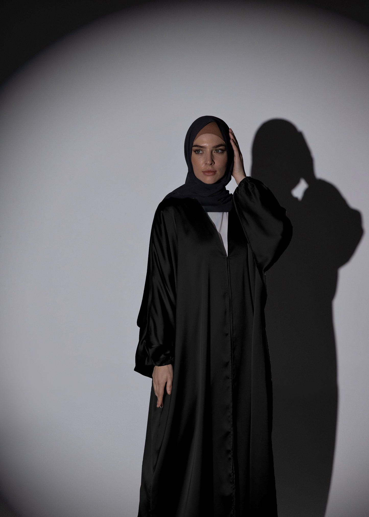 Shine Satin Abaya - Black