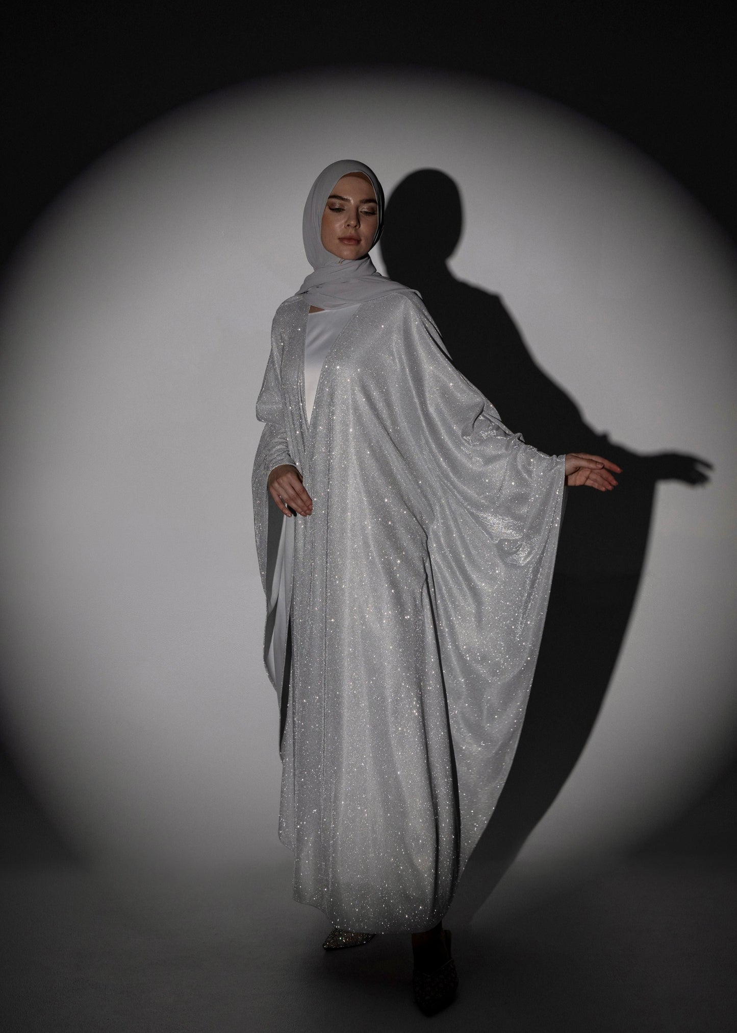 Sparkle Glitter Abaya - Silver