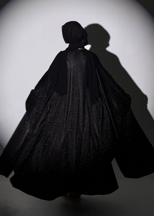 Sparkle Glitter Abaya - Black