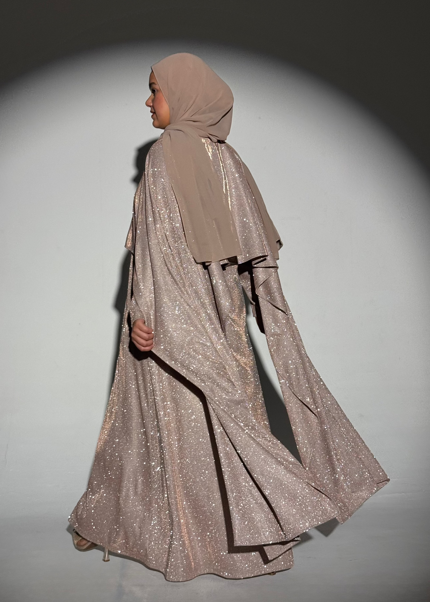 Noura Glitter Cape Dress - Gold