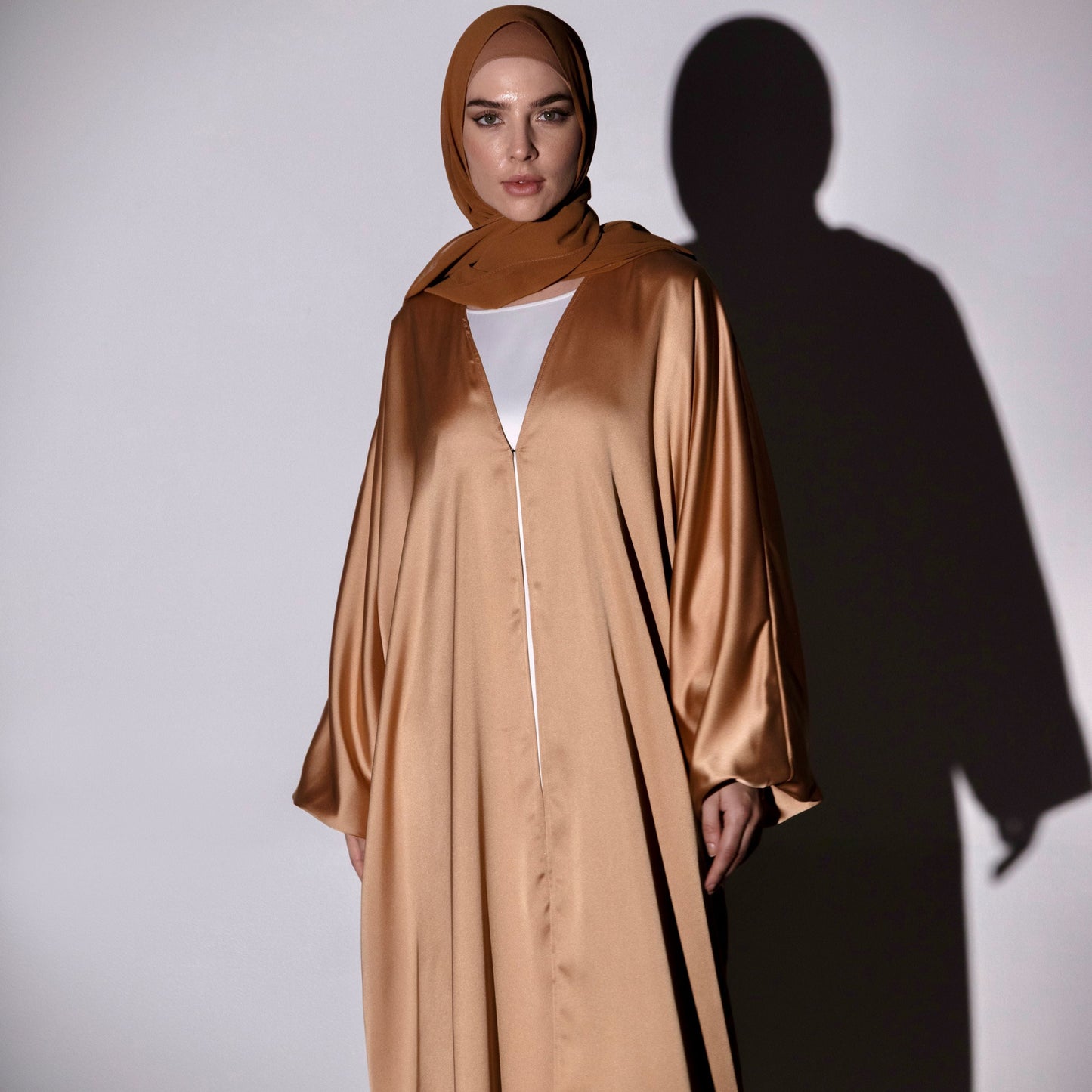 Shine Satin Abaya - Bronze