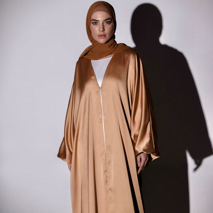 Shine Satin Abaya - Bronze
