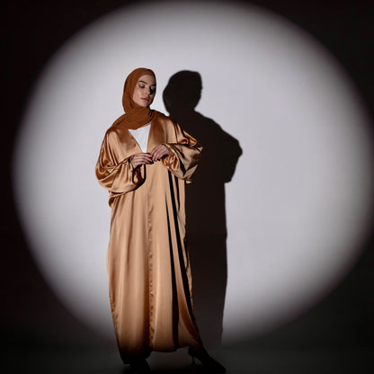 Shine Satin Abaya - Bronze