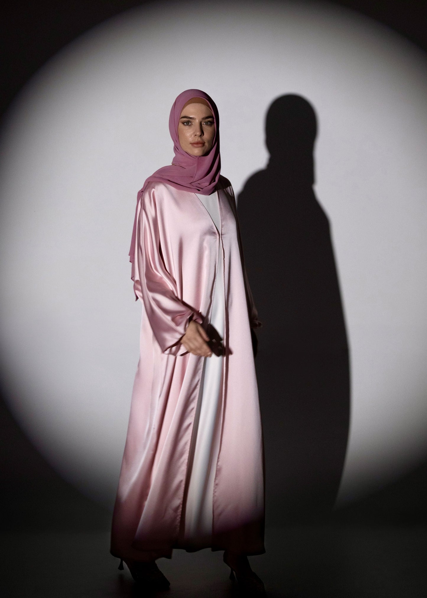 Shine Satin Abaya - Pink