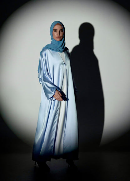 Shine Satin Abaya - Blue