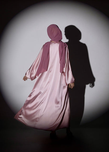Shine Satin Abaya - Pink