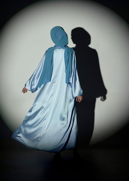 Shine Satin Abaya - Blue