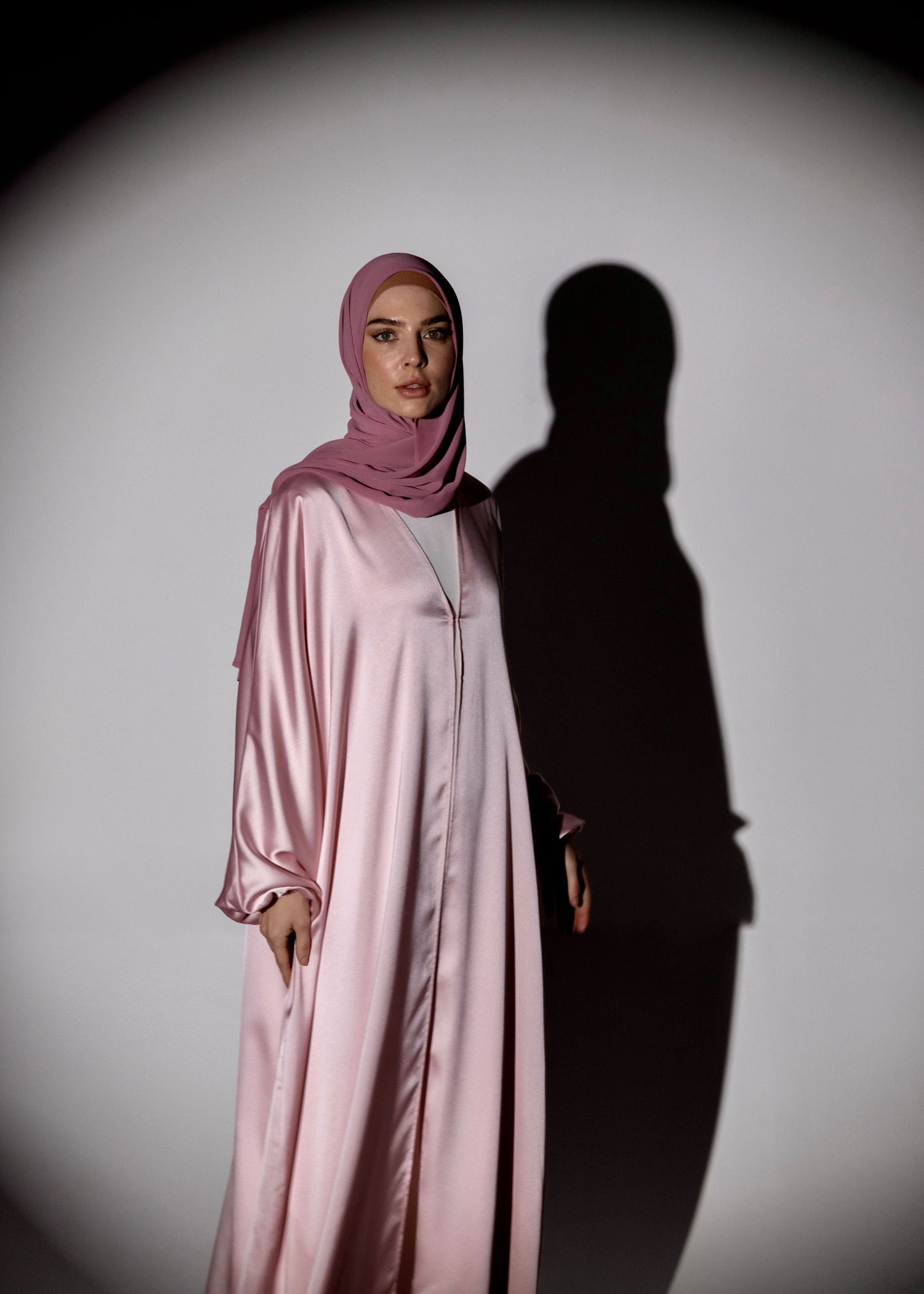 Shine Satin Abaya - Pink