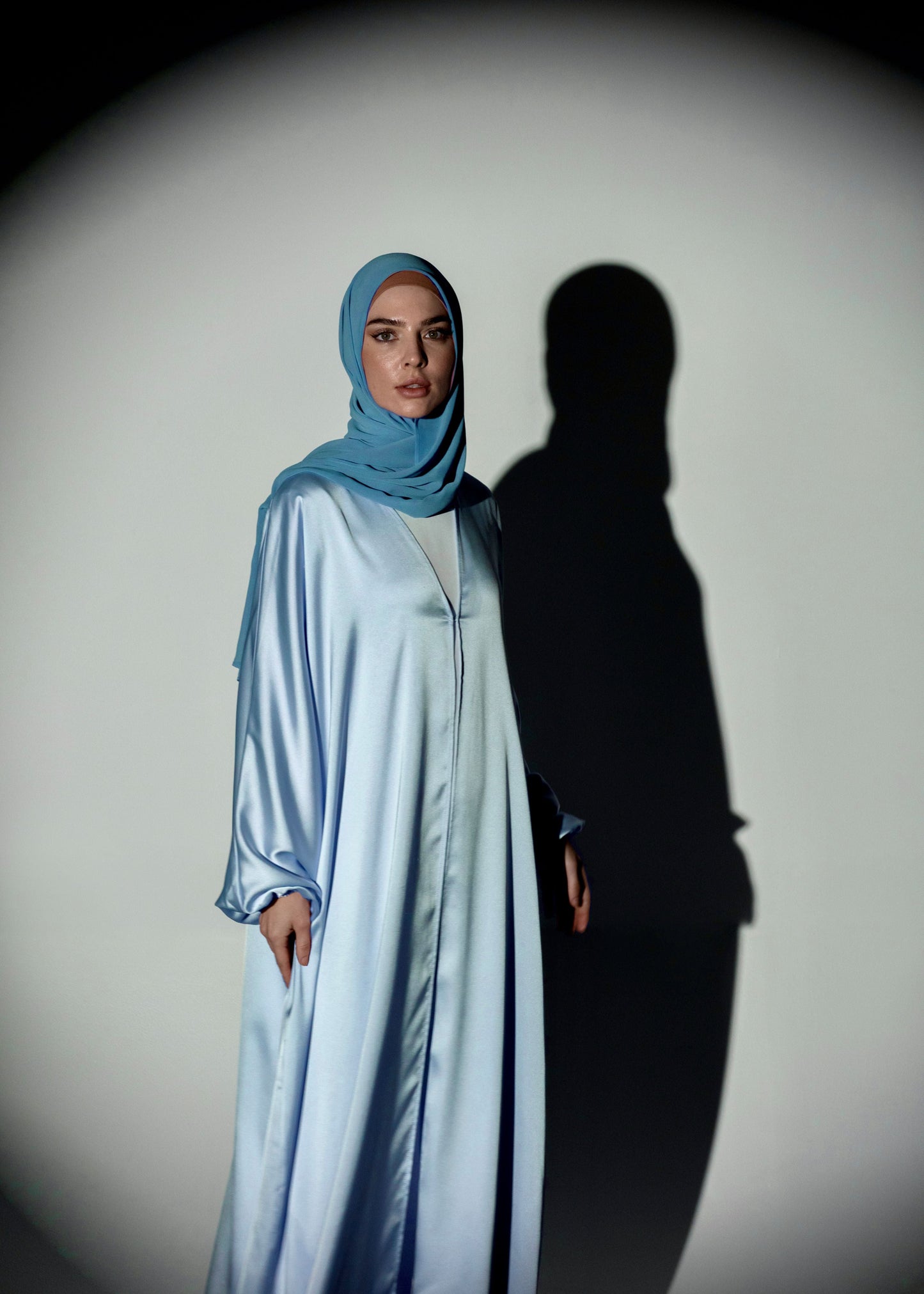 Shine Satin Abaya - Blue