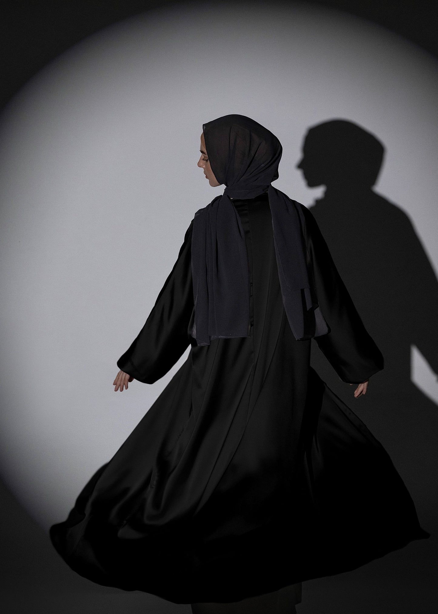 Shine Satin Abaya - Black