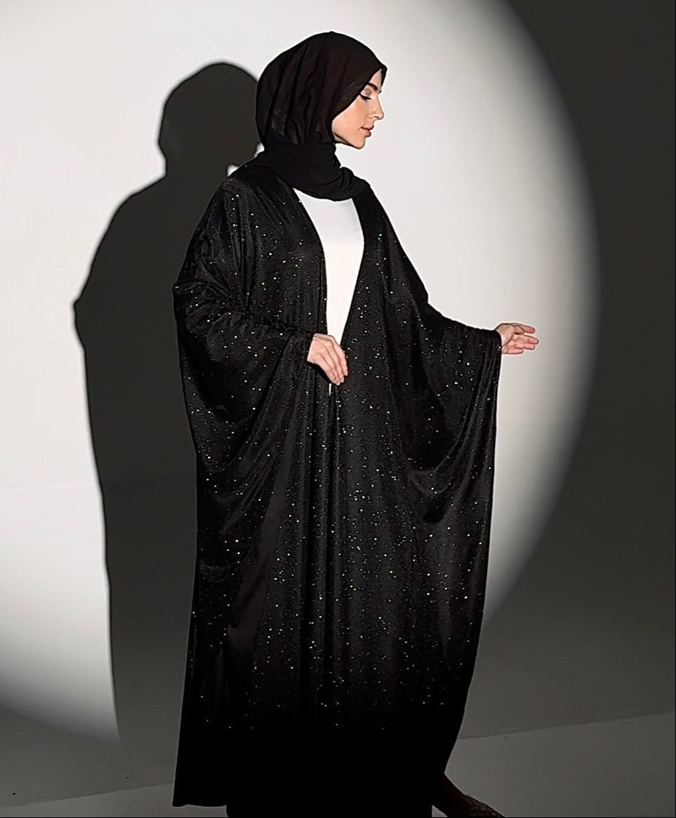 Sparkle Glitter Abaya - Black