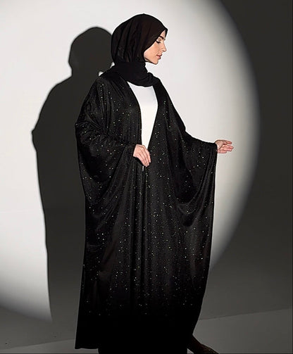 Sparkle Glitter Abaya - Black
