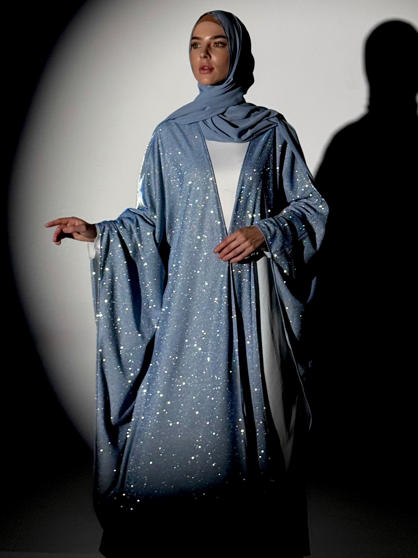 Sparkle Glitter Abaya - Blue