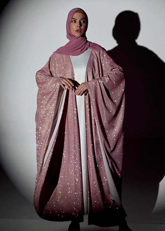 Sparkle Glitter Abaya - Pink