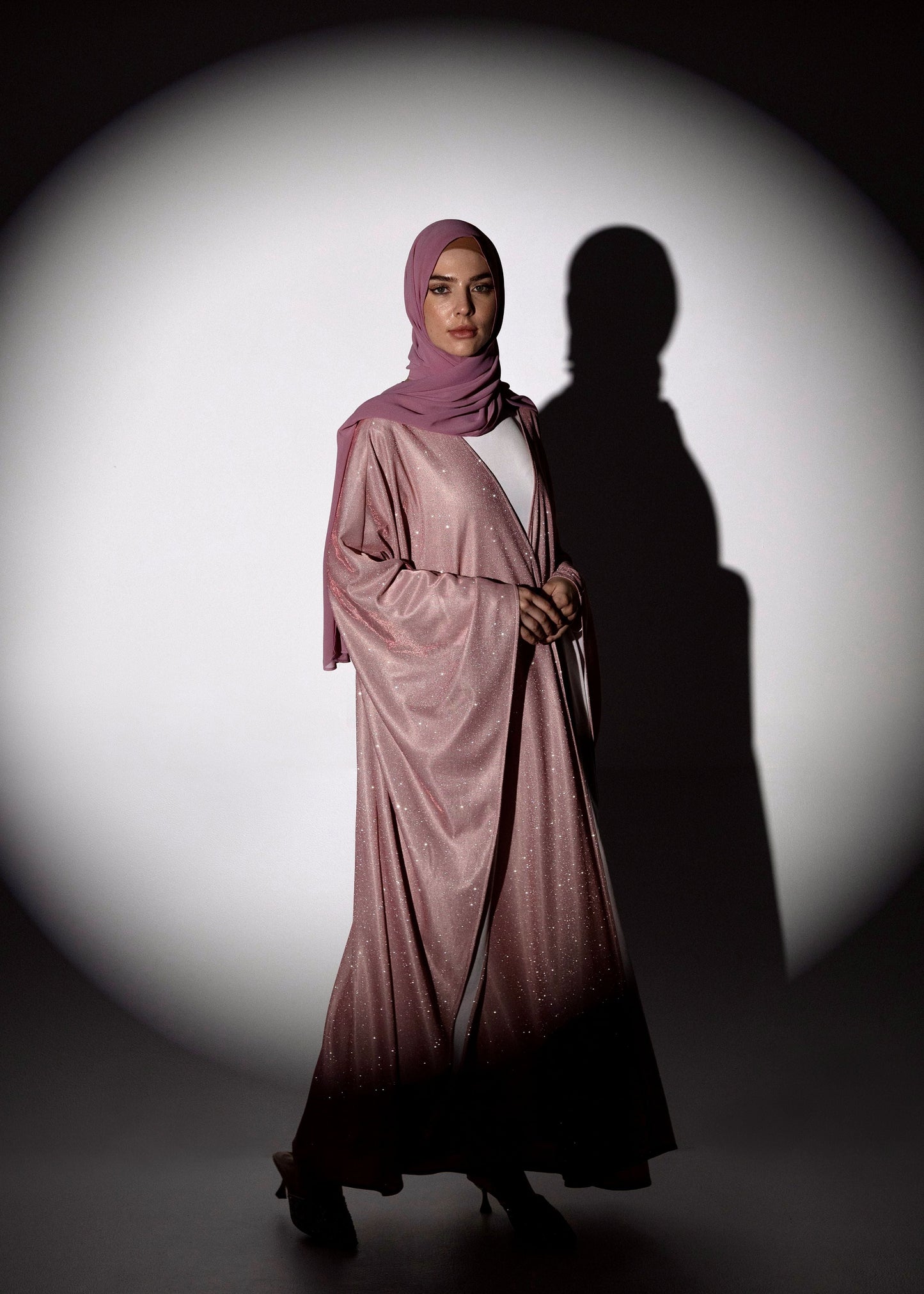 Sparkle Glitter Abaya - Pink