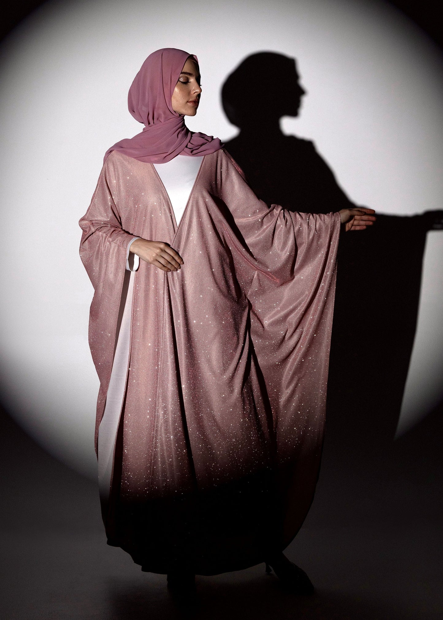Sparkle Glitter Abaya - Pink