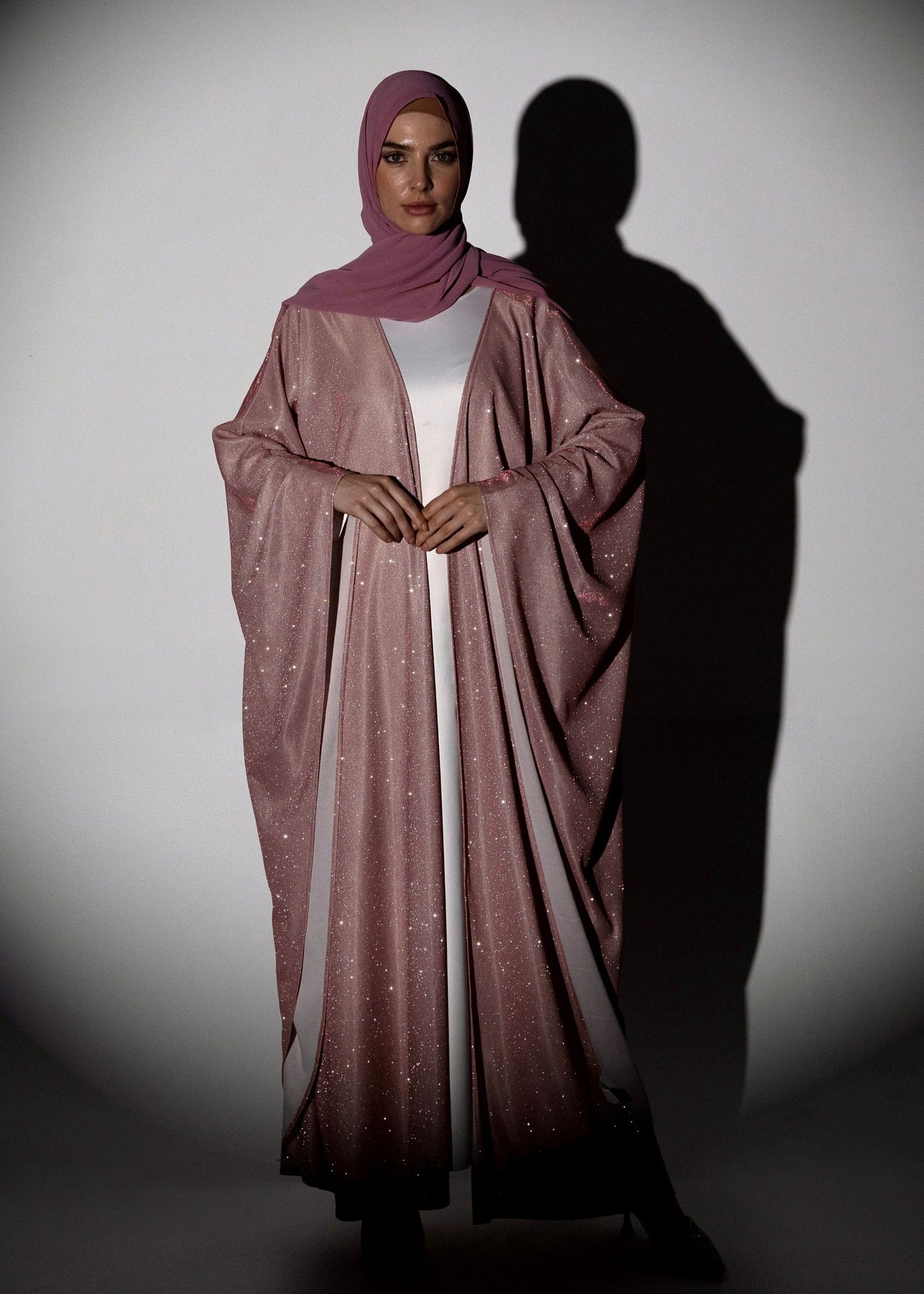 Sparkle Glitter Abaya - Pink