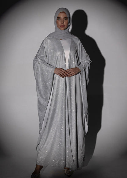 Sparkle Glitter Abaya - Silver