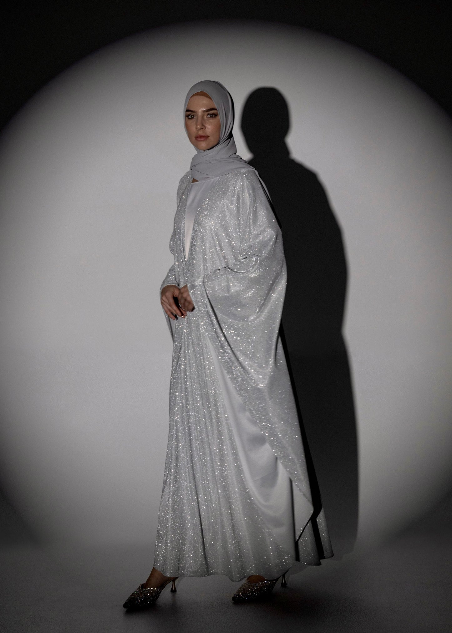Sparkle Glitter Abaya - Silver