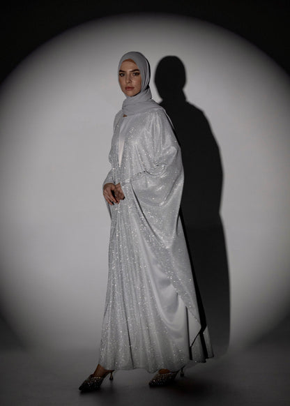 Sparkle Glitter Abaya - Silver