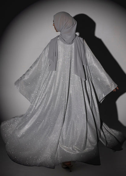 Sparkle Glitter Abaya - Silver