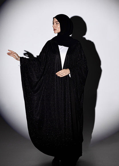 Sparkle Glitter Abaya - Black