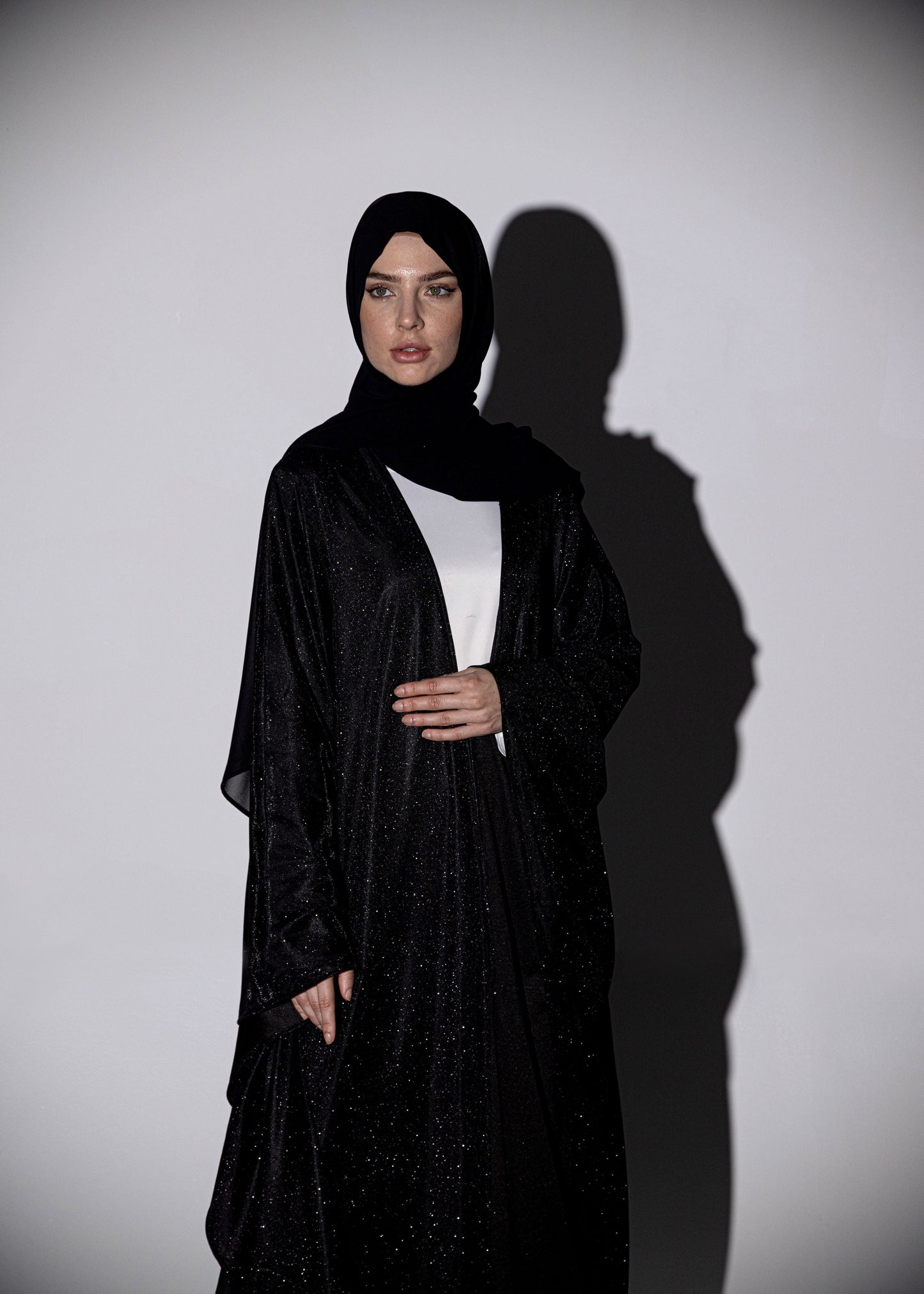 Sparkle Glitter Abaya - Black