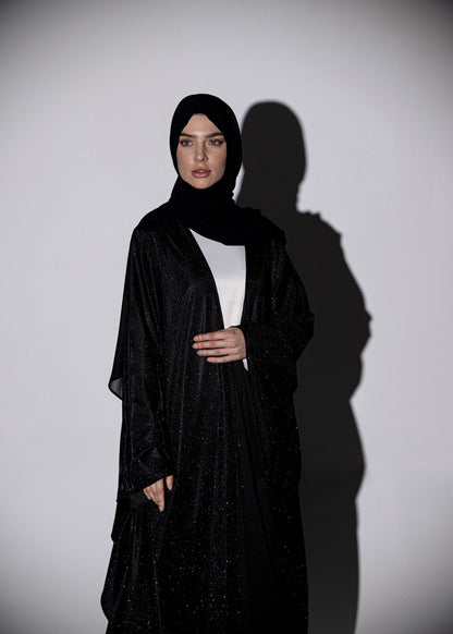 Sparkle Glitter Abaya - Black
