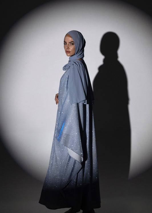 Sparkle Glitter Abaya - Blue