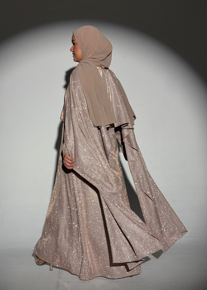 Noura Glitter Cape Dress - Gold