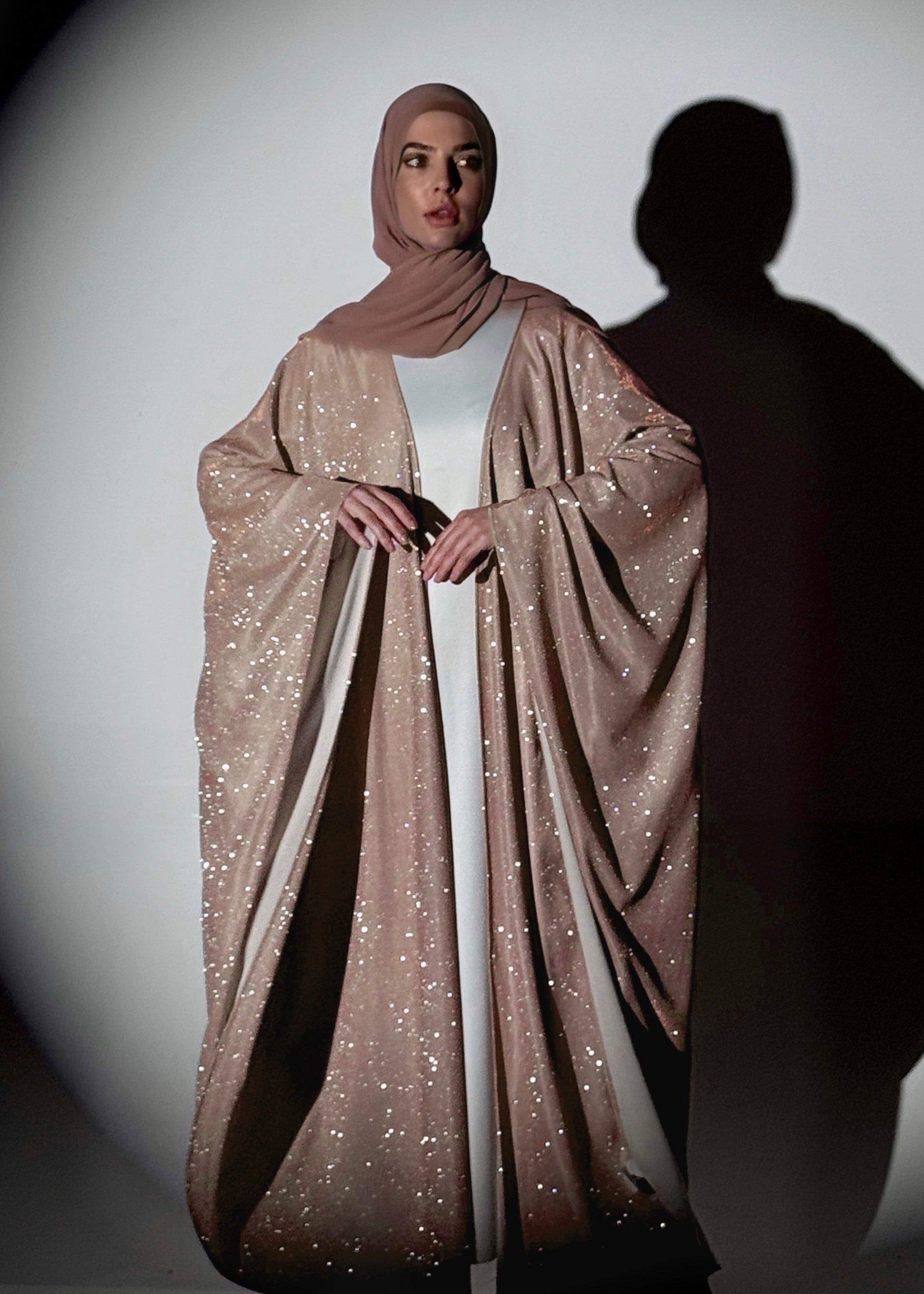 glitter abaya dress Mina Glitter Abaya & Hijab Glitter Blue / L