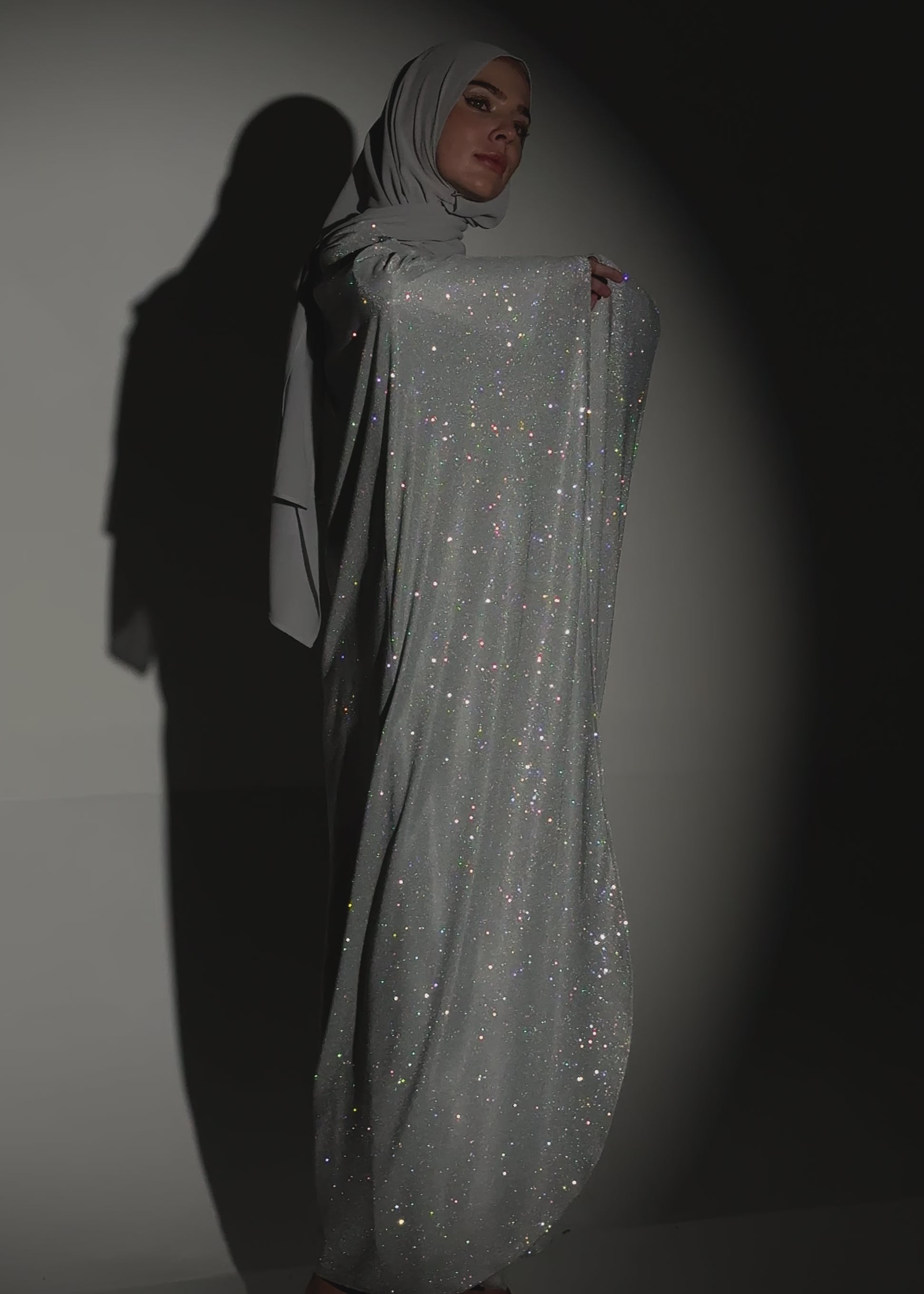Sparkle Glitter Abaya - Silver – Hayabti
