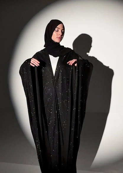 Sparkle Glitter Abaya - Black