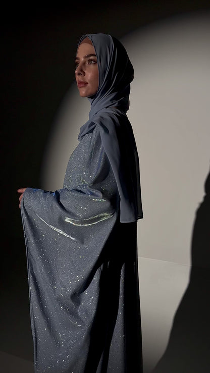 Sparkle Glitter Abaya - Blue